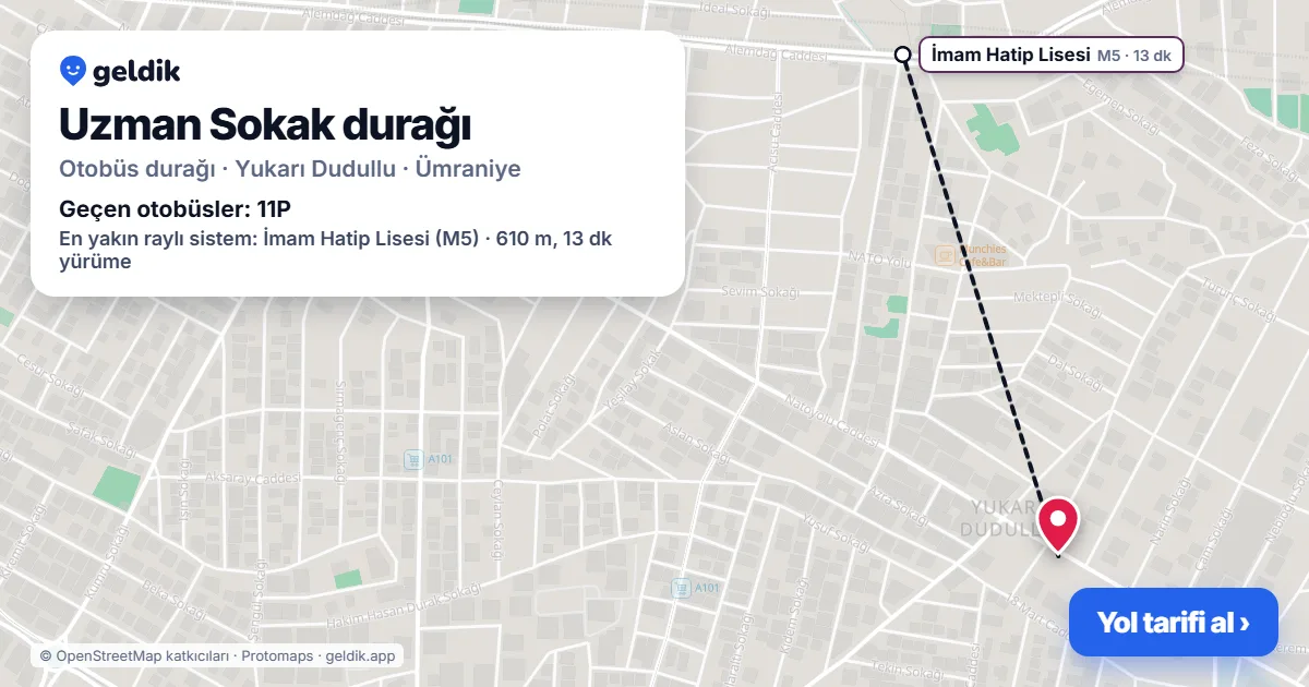 Uzman Sokak otobüs durağı haritada: konumu ve yakındaki duraklar