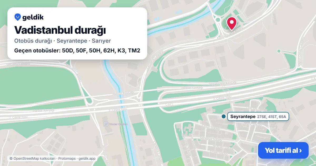Vadistanbul otobüs durağı haritada: konumu ve yakındaki duraklar
