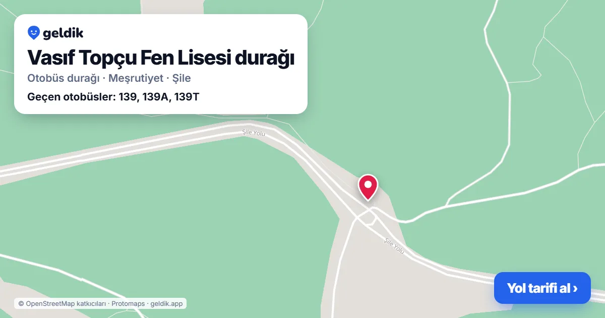 Vasıf Topçu Fen Lisesi otobüs durağı haritada: konumu ve yakındaki duraklar