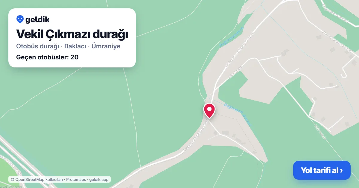 Vekil Çıkmazı otobüs durağı haritada: konumu ve yakındaki duraklar