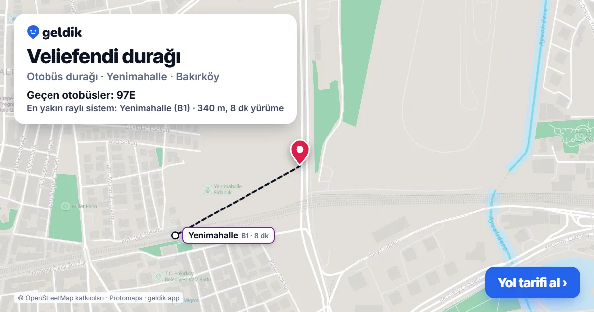 Veliefendi otobüs durağı haritada: konumu ve yakındaki duraklar
