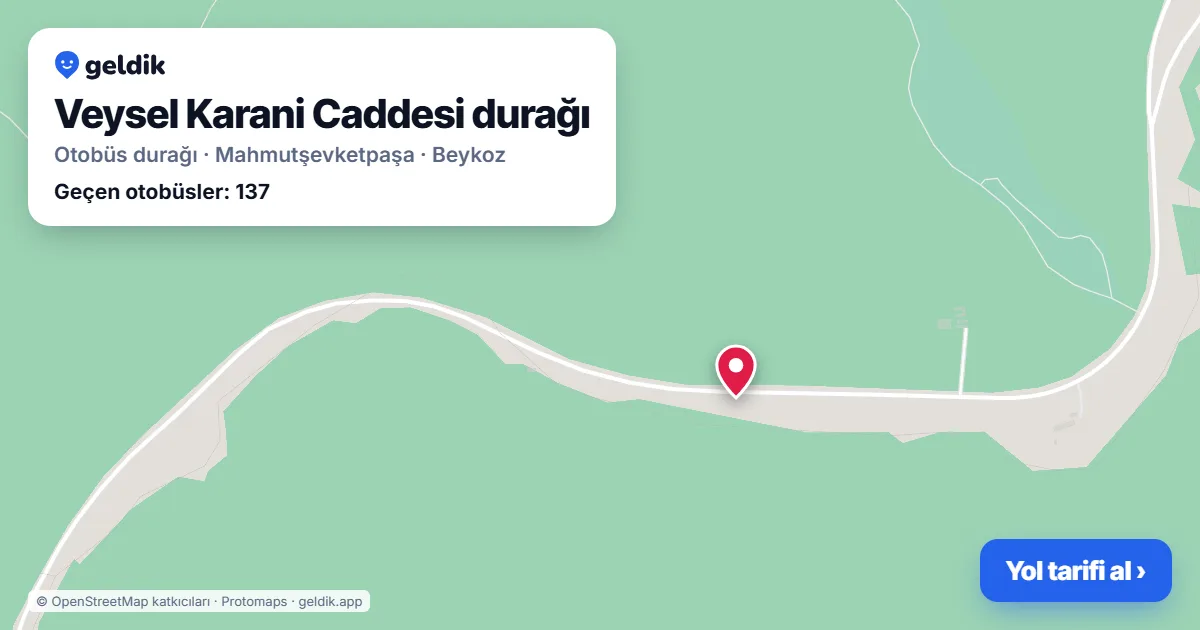 Veysel Karani Caddesi otobüs durağı haritada: konumu ve yakındaki duraklar