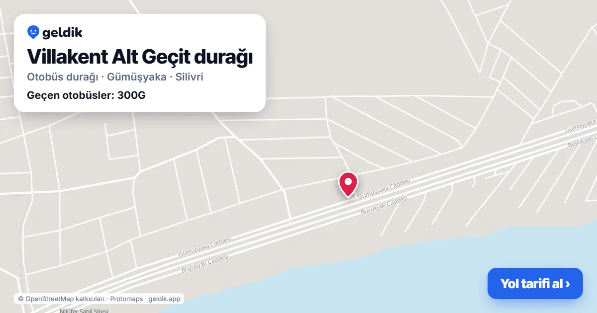 Villakent Alt Geçit otobüs durağı haritada: konumu ve yakındaki duraklar