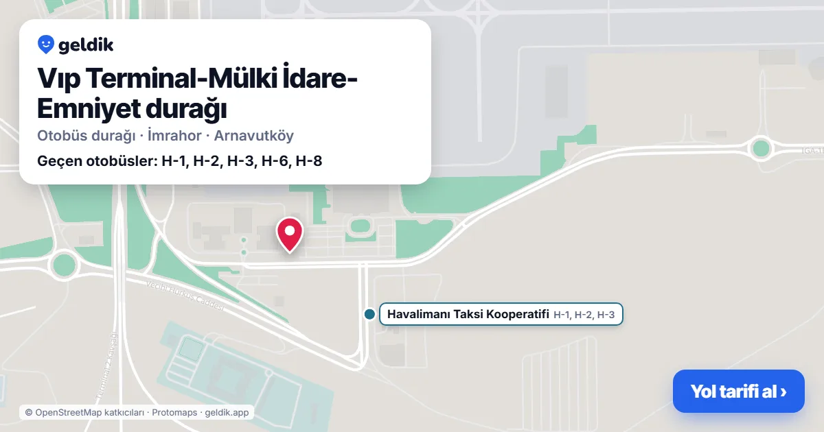 Vıp Terminal-Mülki İdare-Emniyet otobüs durağı haritada: konumu ve yakındaki duraklar