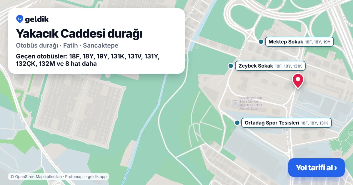 Yakacık Caddesi otobüs durağı haritada: konumu ve yakındaki duraklar