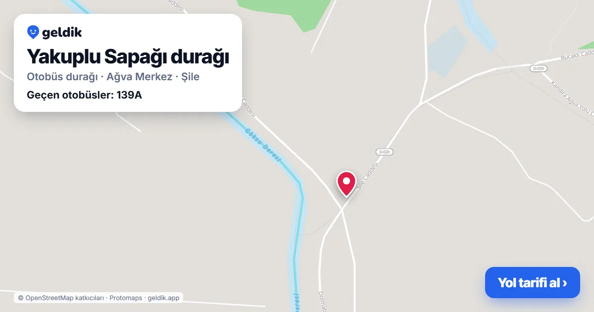 Yakuplu Sapağı otobüs durağı haritada: konumu ve yakındaki duraklar