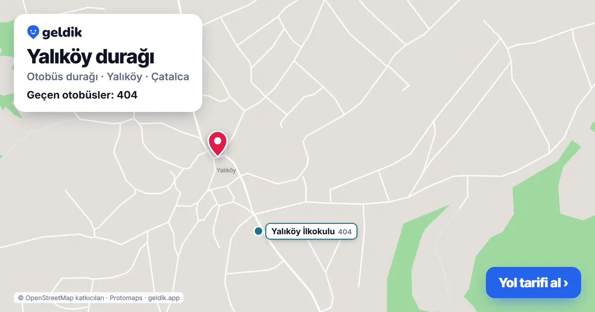 Yalıköy otobüs durağı haritada: konumu ve yakındaki duraklar