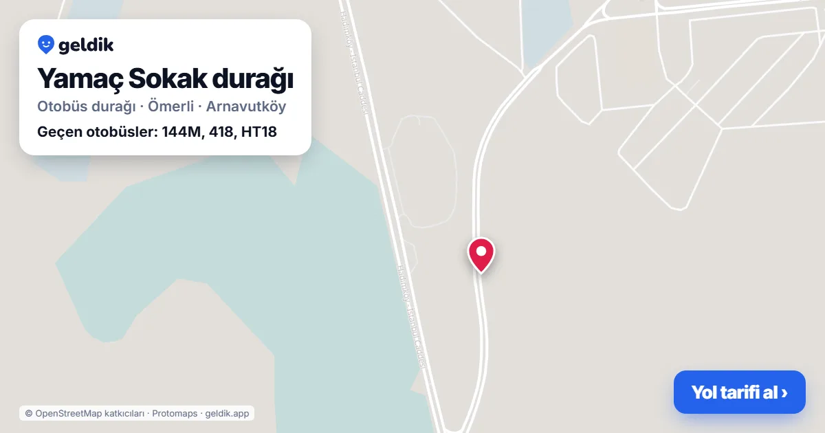 Yamaç Sokak otobüs durağı haritada: konumu ve yakındaki duraklar