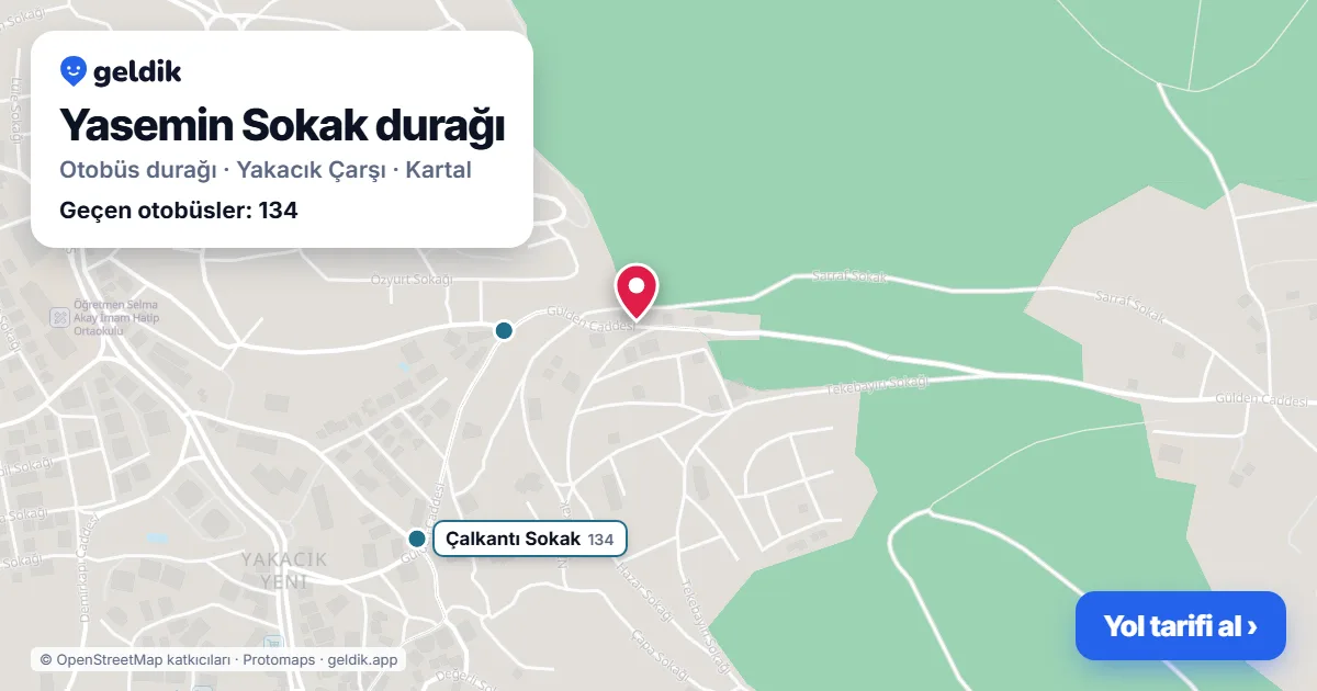 Yasemin Sokak otobüs durağı haritada: konumu ve yakındaki duraklar