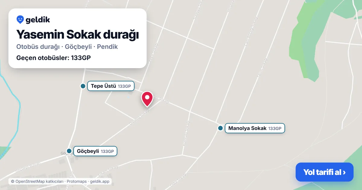 Yasemin Sokak otobüs durağı haritada: konumu ve yakındaki duraklar