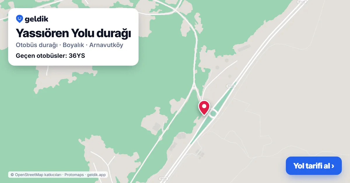 Yassıören Yolu otobüs durağı haritada: konumu ve yakındaki duraklar