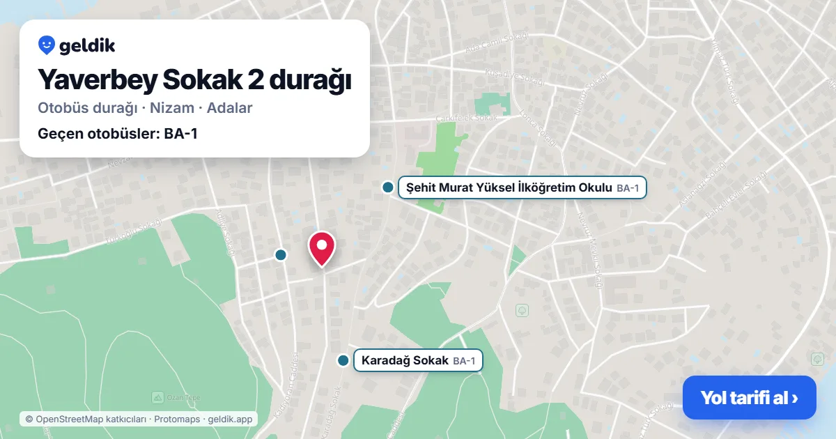 Yaverbey Sokak 2 otobüs durağı haritada: konumu ve yakındaki duraklar