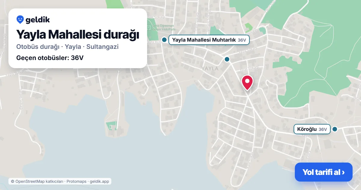 Yayla Mahallesi otobüs durağı haritada: konumu ve yakındaki duraklar