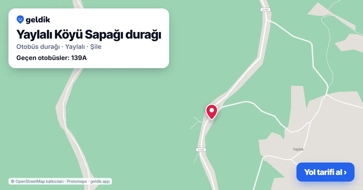 Yaylalı Köyü Sapağı otobüs durağı haritada: konumu ve yakındaki duraklar