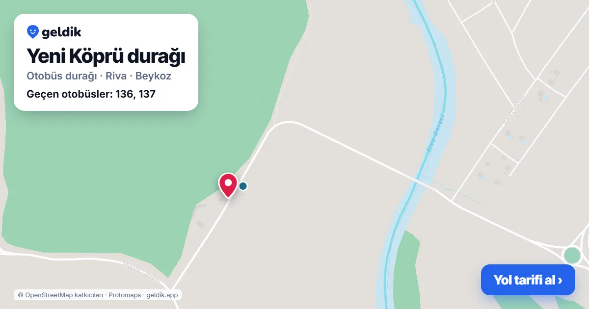 Yeni Köprü otobüs durağı haritada: konumu ve yakındaki duraklar