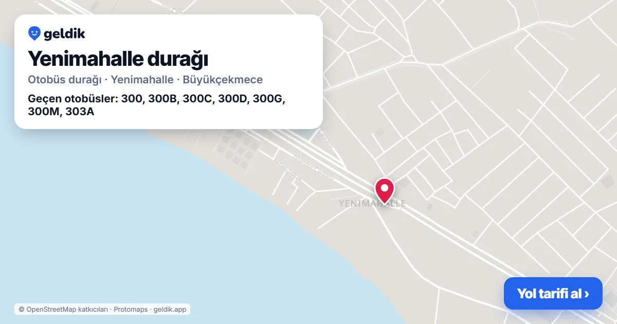 Yenimahalle otobüs durağı haritada: konumu ve yakındaki duraklar