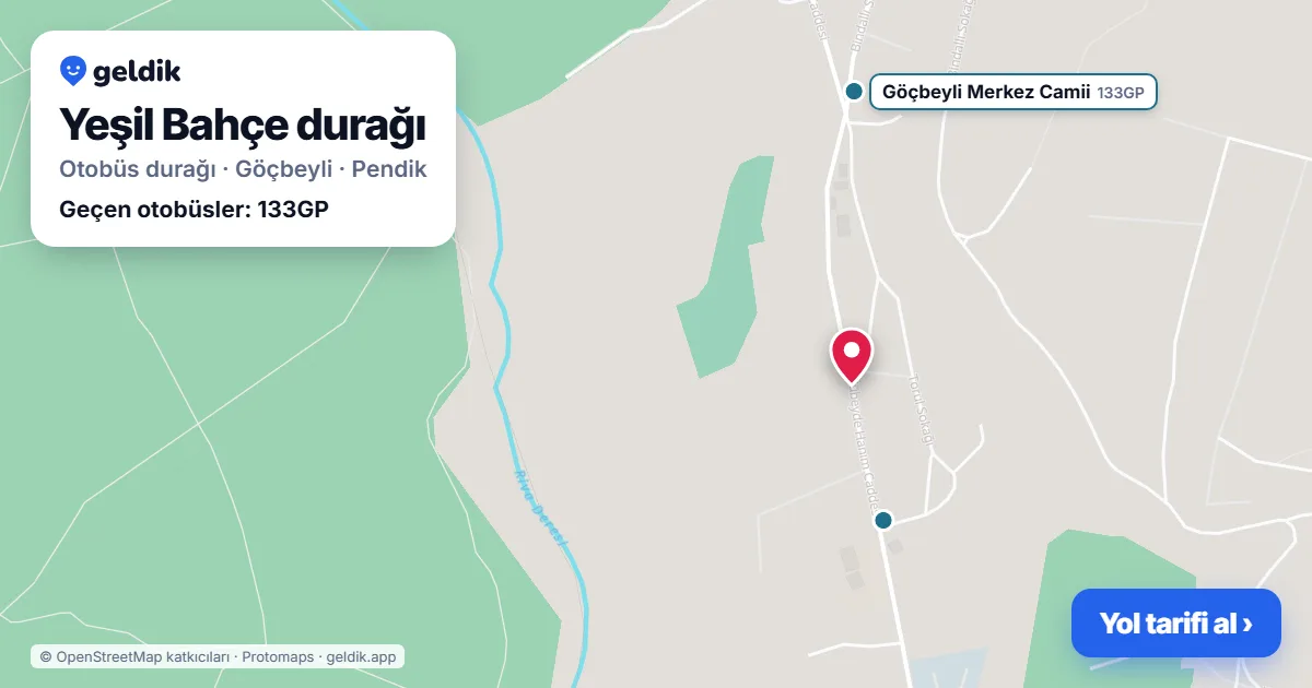 Yeşil Bahçe otobüs durağı haritada: konumu ve yakındaki duraklar
