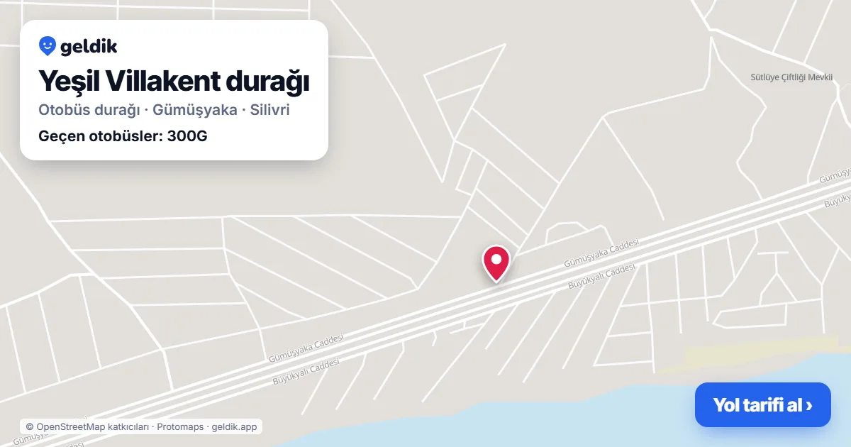 Yeşil Villakent otobüs durağı haritada: konumu ve yakındaki duraklar