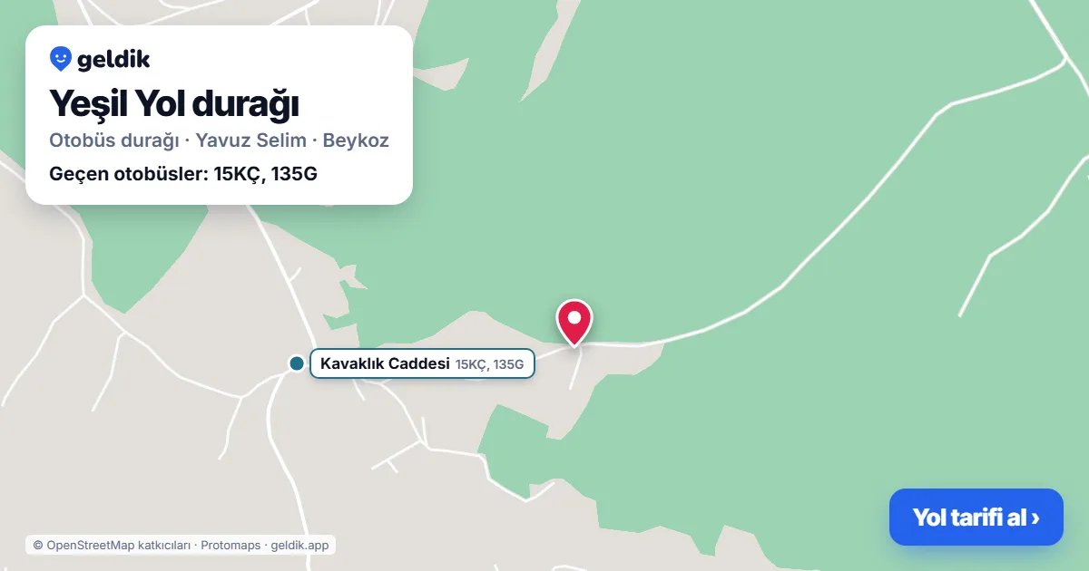 Yeşil Yol otobüs durağı haritada: konumu ve yakındaki duraklar