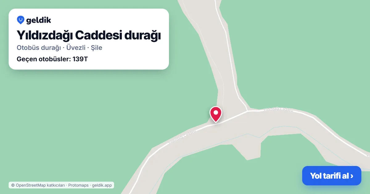 Yıldızdağı Caddesi otobüs durağı haritada: konumu ve yakındaki duraklar