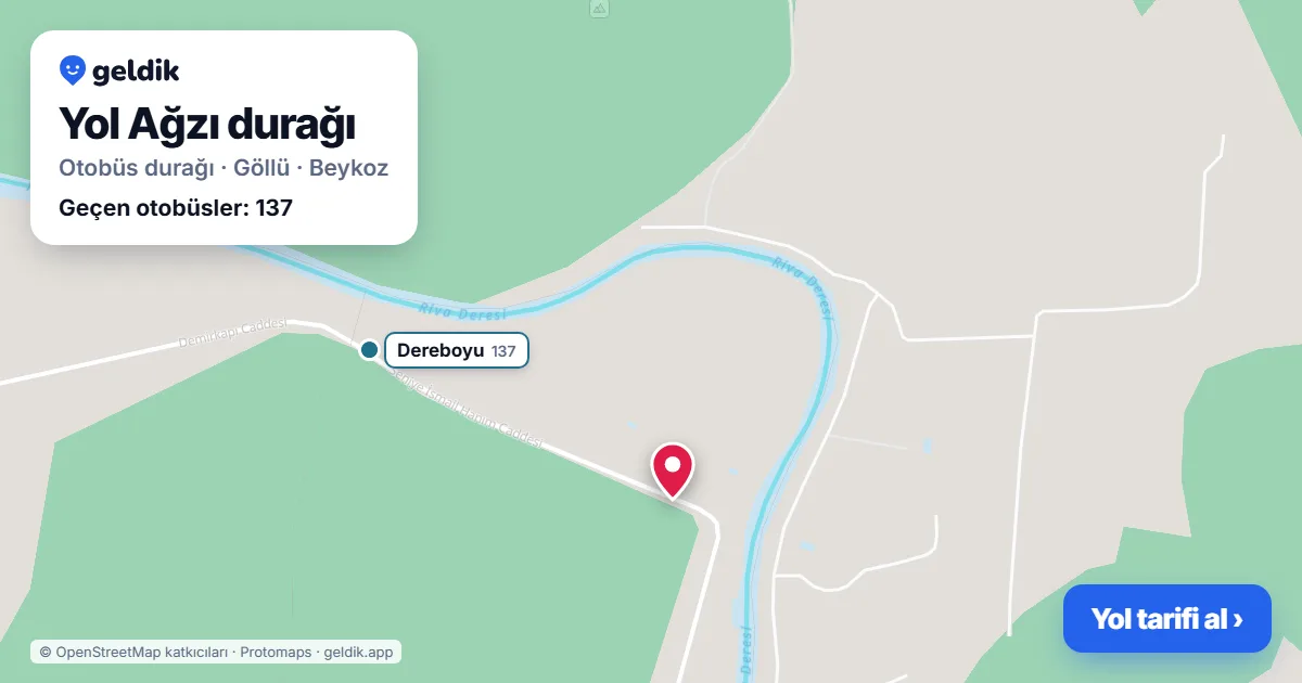 Yol Ağzı otobüs durağı haritada: konumu ve yakındaki duraklar