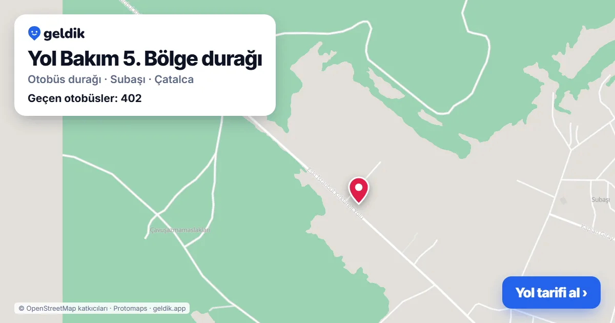 Yol Bakım 5. Bölge otobüs durağı haritada: konumu ve yakındaki duraklar