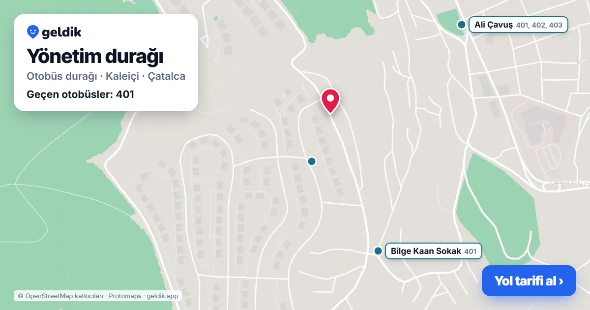 Yönetim otobüs durağı haritada: konumu ve yakındaki duraklar