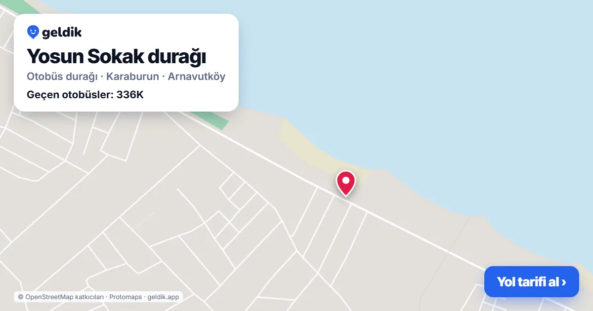Yosun Sokak otobüs durağı haritada: konumu ve yakındaki duraklar
