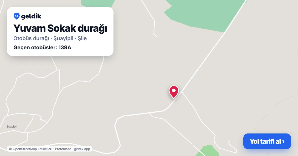Yuvam Sokak otobüs durağı haritada: konumu ve yakındaki duraklar