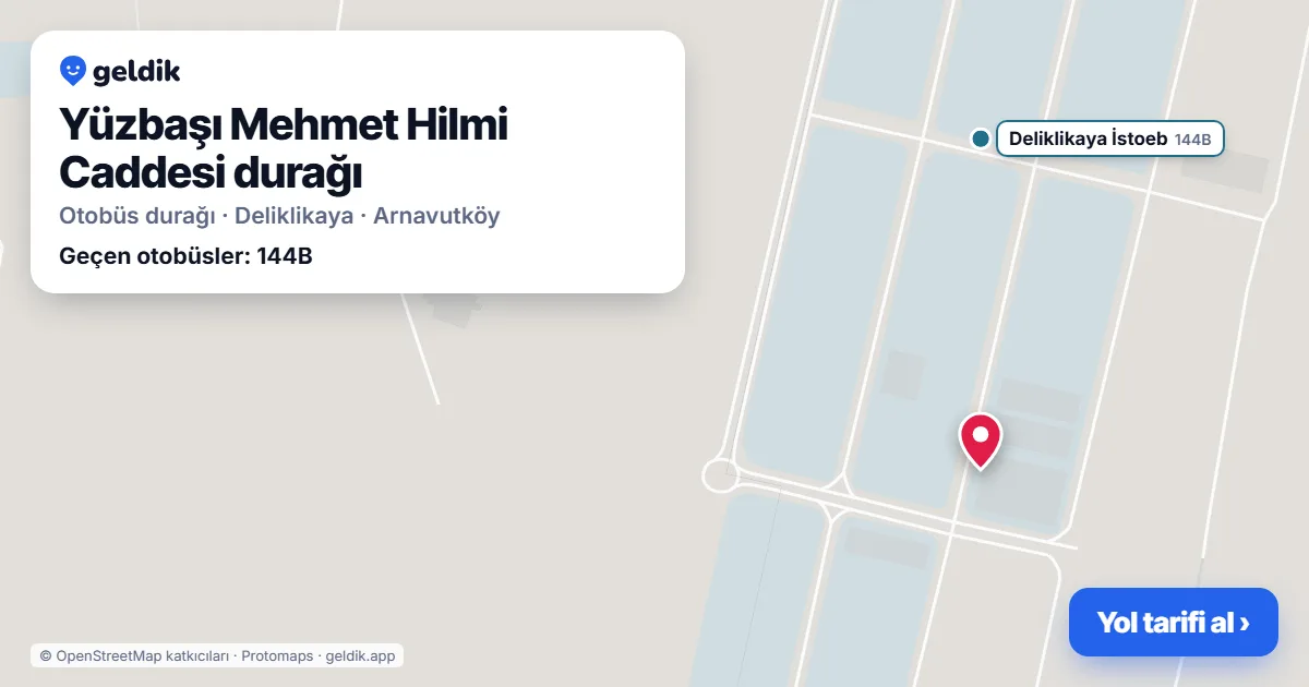 Yüzbaşı Mehmet Hilmi Caddesi otobüs durağı haritada: konumu ve yakındaki duraklar