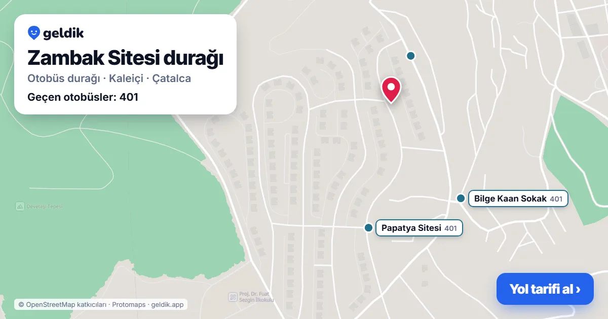 Zambak Sitesi otobüs durağı haritada: konumu ve yakındaki duraklar