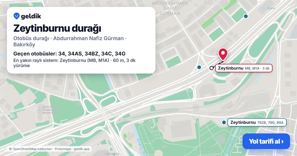 Zeytinburnu otobüs durağı haritada: konumu ve yakındaki duraklar