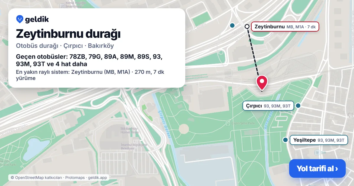 Zeytinburnu otobüs durağı haritada: konumu ve yakındaki duraklar