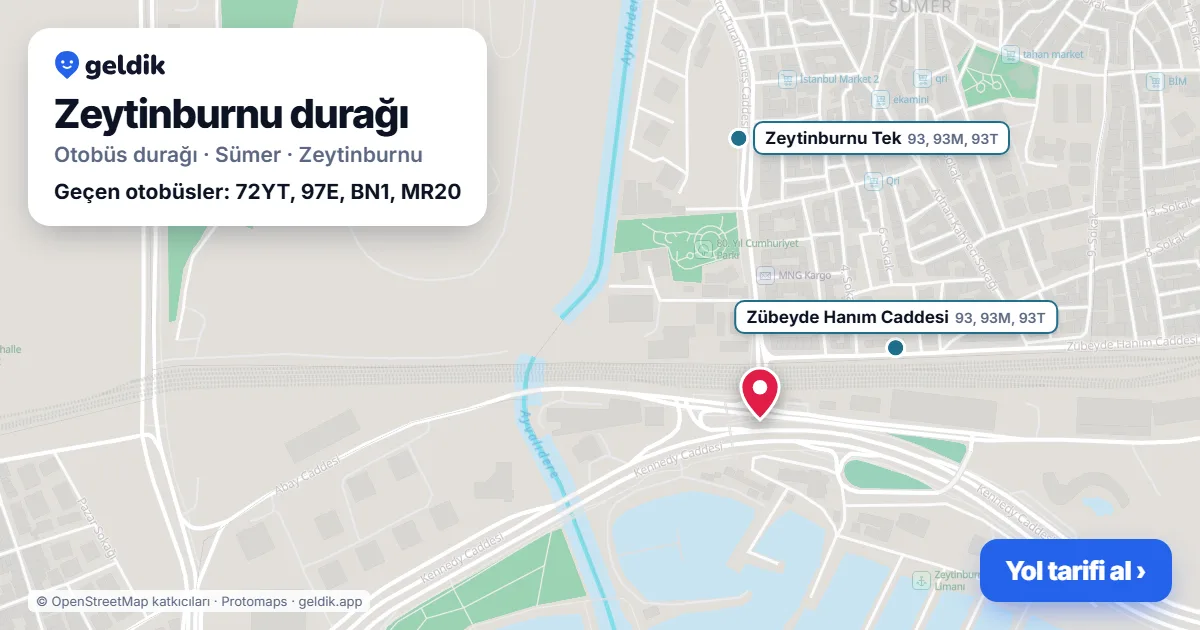 Zeytinburnu otobüs durağı haritada: konumu ve yakındaki duraklar