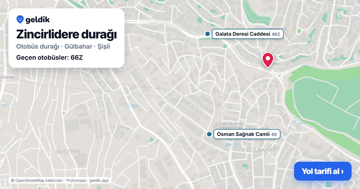 Zincirlidere otobüs durağı haritada: konumu ve yakındaki duraklar