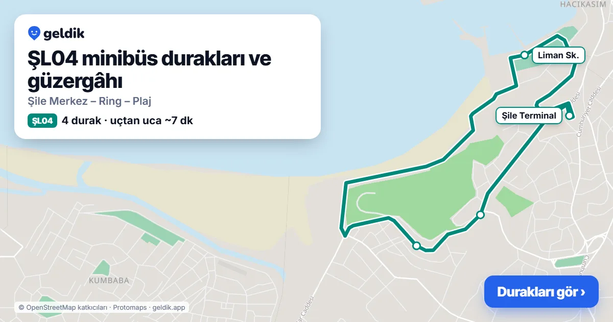 ŞL04 minibüs güzergâhı haritası: 4 durak