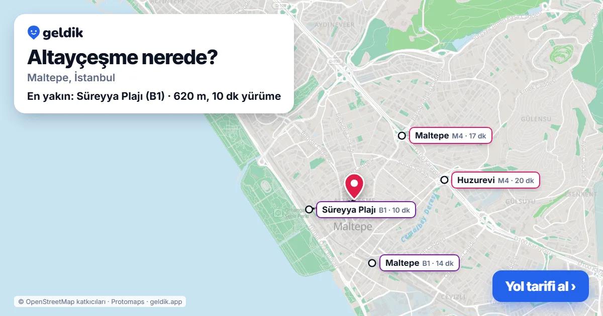 Altayçeşme nerede: haritada Altayçeşme (Maltepe) ve en yakın istasyonlar, yürüme süresiyle