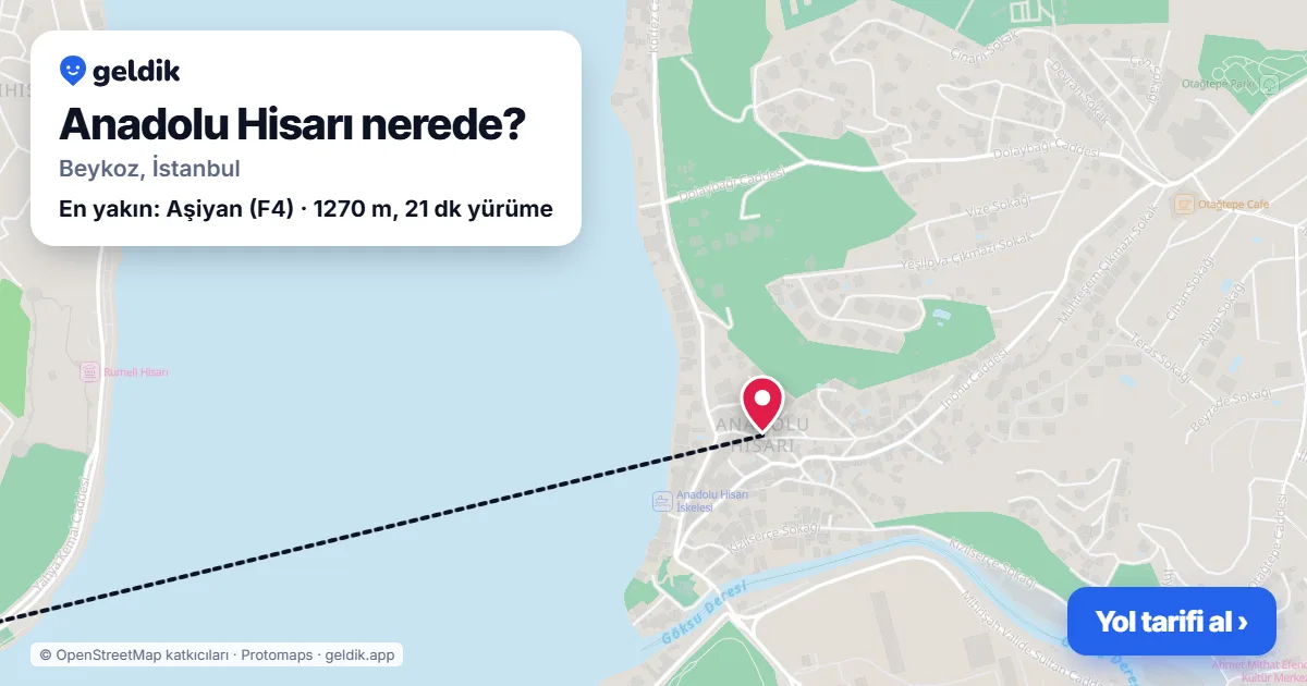 Anadolu Hisarı nerede: haritada Anadolu Hisarı (Beykoz) ve en yakın istasyonlar, yürüme süresiyle