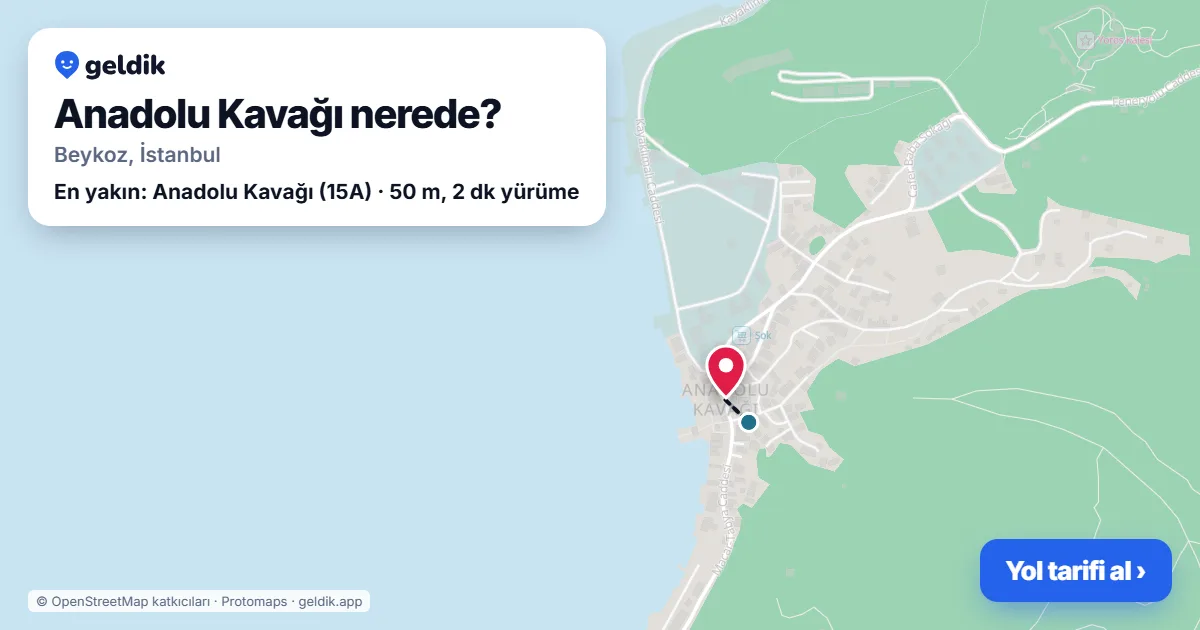 Anadolu Kavağı nerede: haritada Anadolu Kavağı (Beykoz) ve en yakın otobüs durakları, yürüme süresiyle