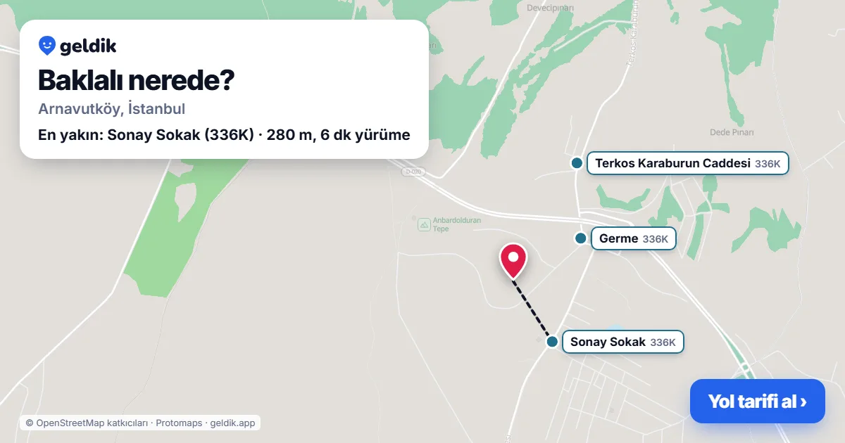 Baklalı nerede: haritada Baklalı (Arnavutköy) ve en yakın otobüs durakları, yürüme süresiyle