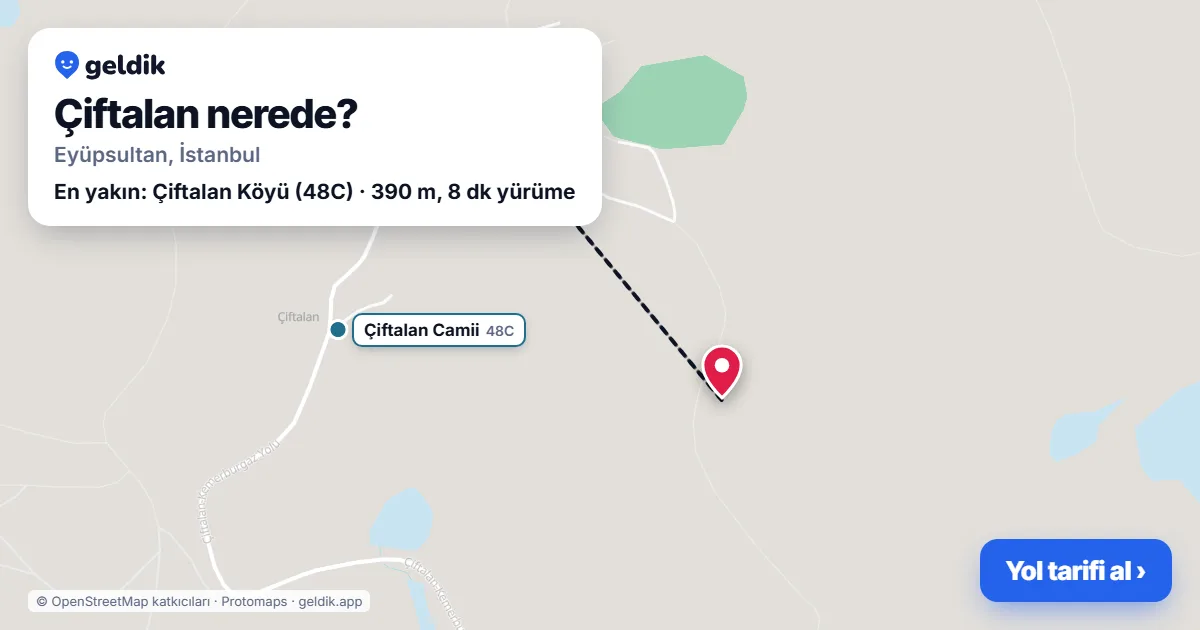 Çiftalan nerede: haritada Çiftalan (Eyüpsultan) ve en yakın otobüs durakları, yürüme süresiyle