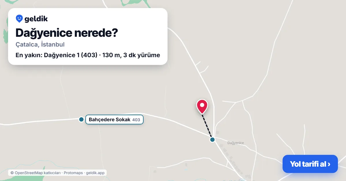 Dağyenice nerede: haritada Dağyenice (Çatalca) ve en yakın otobüs durakları, yürüme süresiyle