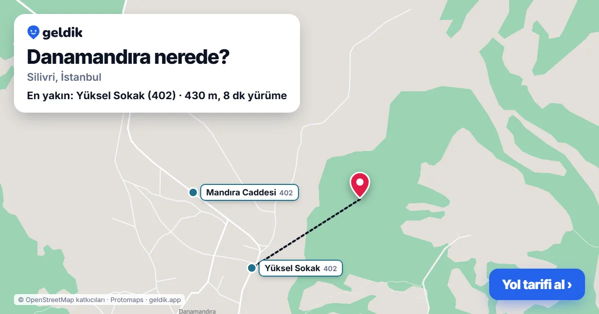 Danamandıra nerede: haritada Danamandıra (Silivri) ve en yakın otobüs durakları, yürüme süresiyle
