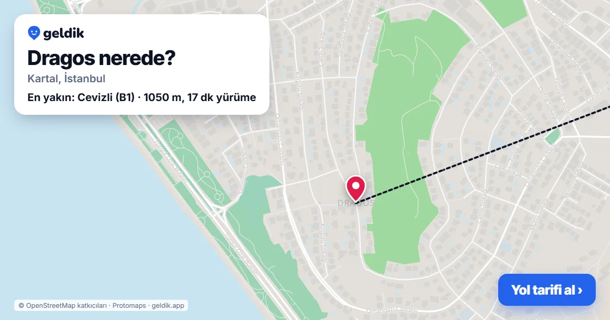 Dragos nerede: haritada Dragos (Kartal) ve en yakın istasyonlar, yürüme süresiyle