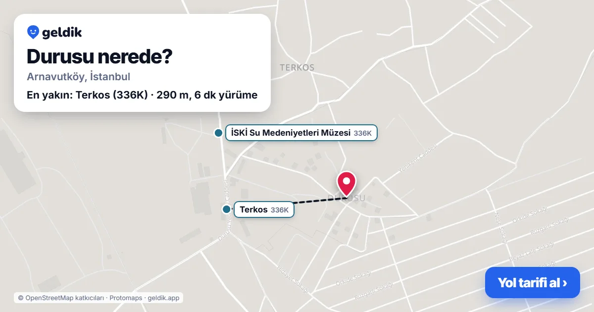 Durusu nerede: haritada Durusu (Arnavutköy) ve en yakın otobüs durakları, yürüme süresiyle