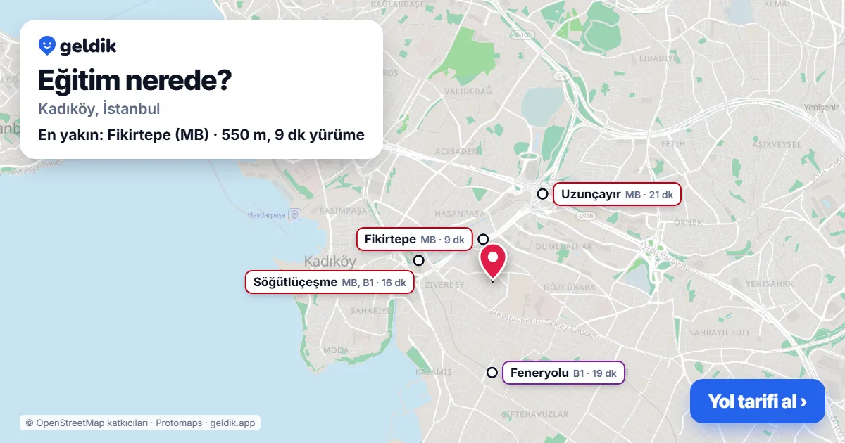 Eğitim nerede: haritada Eğitim (Kadıköy) ve en yakın istasyonlar, yürüme süresiyle