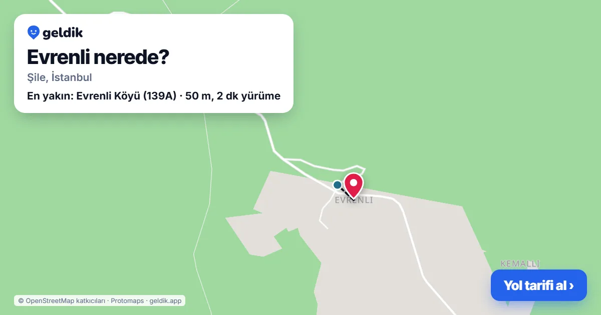 Evrenli nerede: haritada Evrenli (Şile) ve en yakın otobüs durakları, yürüme süresiyle