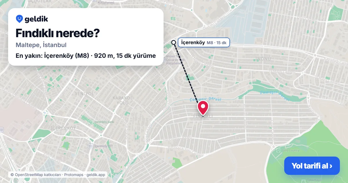 Fındıklı nerede: haritada Fındıklı (Maltepe) ve en yakın istasyonlar, yürüme süresiyle