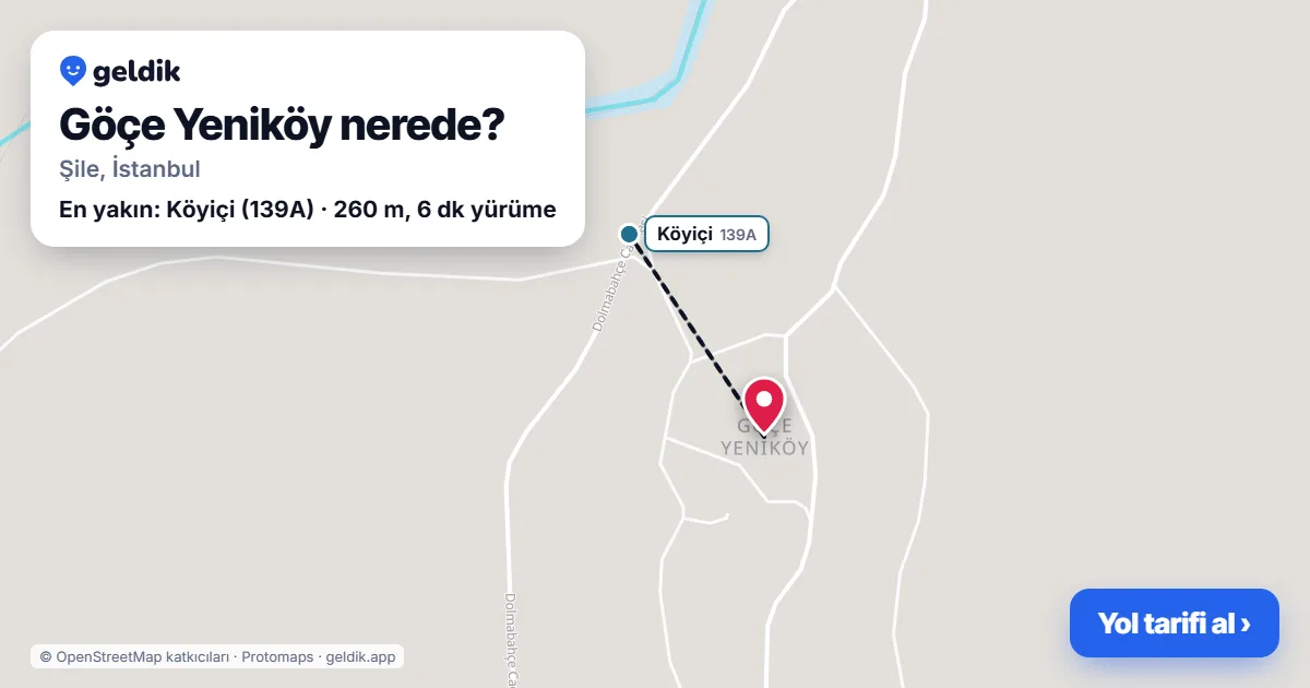 Göçe Yeniköy nerede: haritada Göçe Yeniköy (Şile) ve en yakın otobüs durakları, yürüme süresiyle