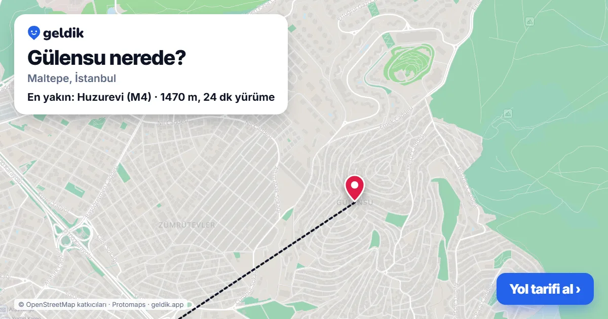 Gülensu nerede: haritada Gülensu (Maltepe) ve en yakın istasyonlar, yürüme süresiyle